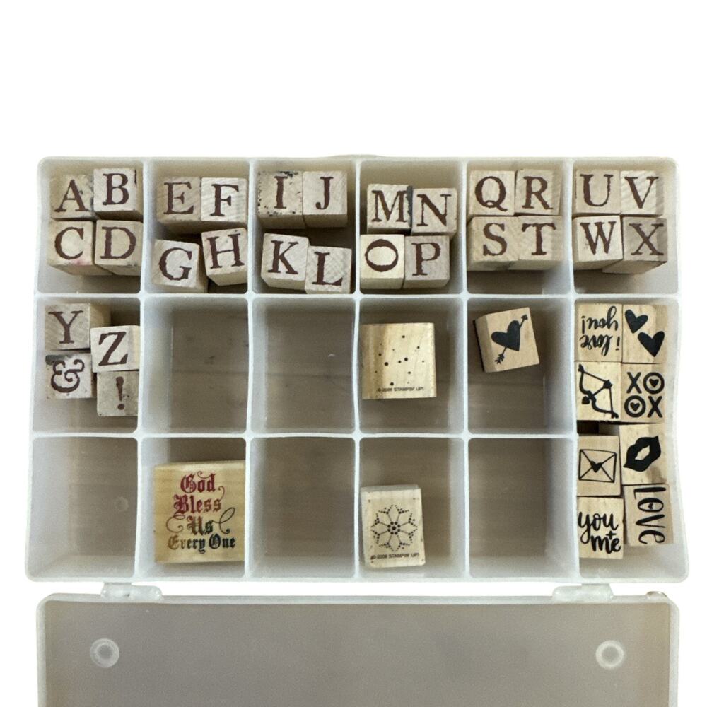 Wood Mounted Rubber Stamps - Capital Letters A-Z ! & And Miscellaneous